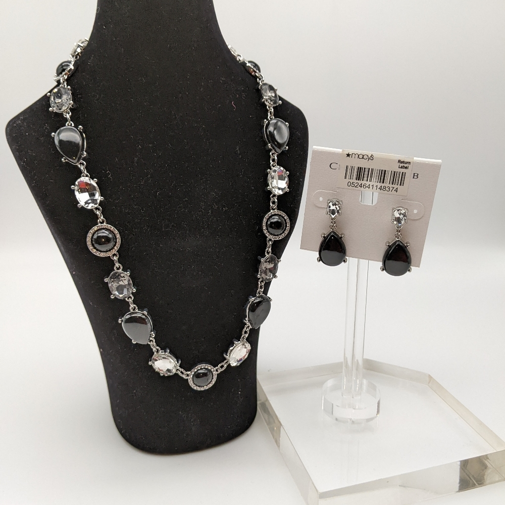 Charter Club Silver-tone and Black Jewelry Set